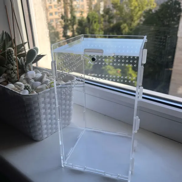Verified buyer photo of the ArachNest enclosure showing the magnetic lid